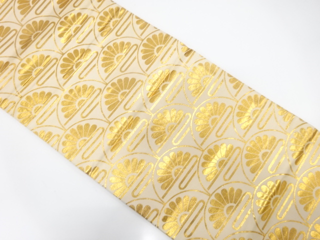 花青海波模様織り出し　踊り帯